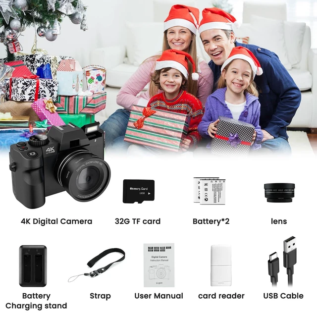 Alt view image 7 of 7 - Digital Camera for Photography, Camara Fotografica Video Auto Focus 48 MP with WiFi Auto-Focus Vlog Camera for YouTube with Flip Screen 16X Zoom with 32GB Micro SD Card Card Reader