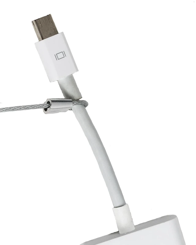 Alt view image 3 of 7 - Patented Pre-Assembled Adapter Ties - Anti-Theft Cable Locks for Tools, Dongles, Tethers, Computer adapters. Steel Cable, Security Lock, Easy Installation with Free Crimping Tool