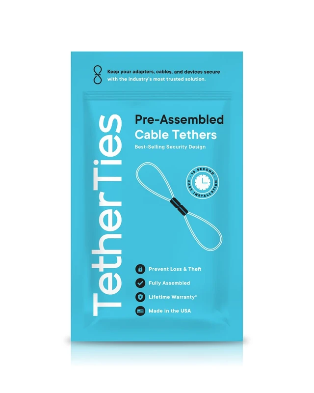 Alt view image 2 of 7 - Patented Pre-Assembled Adapter Ties - Anti-Theft Cable Locks for Tools, Dongles, Tethers, Computer adapters. Steel Cable, Security Lock, Easy Installation with Free Crimping Tool