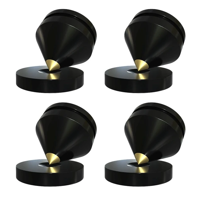 Main image of 4Pcs Speaker Isolation Spikes Floor Protectors Shockproof Speaker Isolation Spikes with Base Pad for Speaker,Subwoofer,Amplifier,Turntable,Recorder CD DAC with 3m Adhesive (Black)