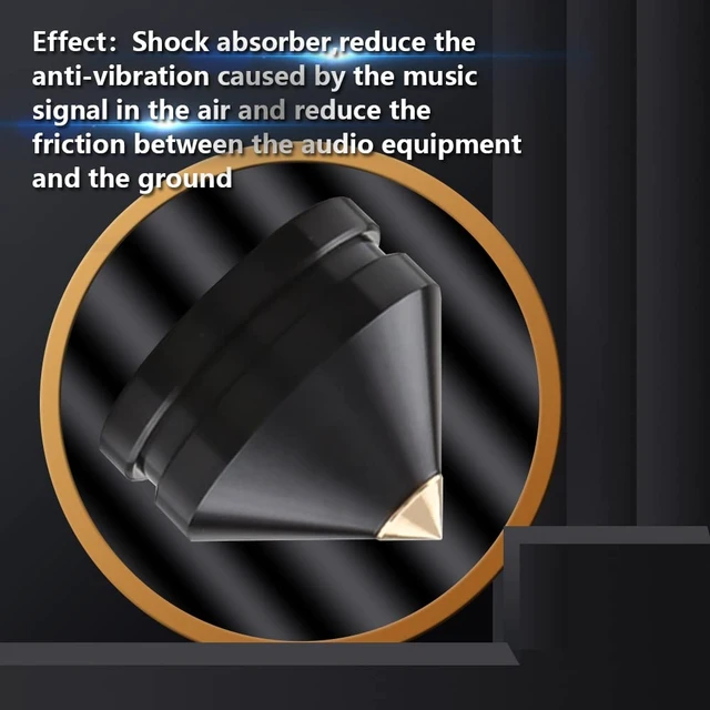 Alt view image 4 of 6 - 4Pcs Speaker Isolation Spikes Floor Protectors Shockproof Speaker Isolation Spikes with Base Pad for Speaker,Subwoofer,Amplifier,Turntable,Recorder CD DAC with 3m Adhesive (Black)