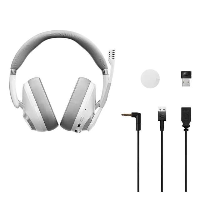Alt view image 7 of 7 - Gaming H3Pro Hybrid Gaming Headset - PC Headphones with Microphone - Noise-Cancellation, Adjustable, Smart Button Audio Mixing, Bluetooth, Gaming Suite, Surround Sound - (Ghost White)