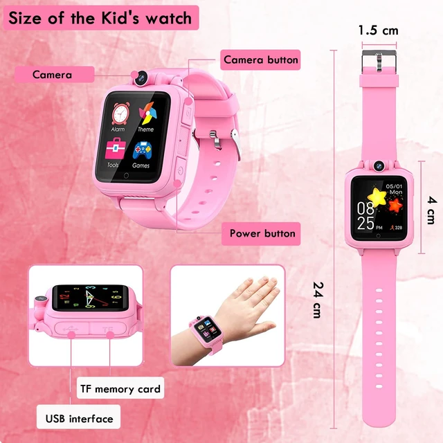 Alt view image 6 of 6 - Kids Smart Watch with 14 Learning Game Music Camera Recorder Timer | Alarm clock, calculator, stopwatch, touchscreen, 12 languages. Kid-safe material, Christmas gift for ages 3-16
