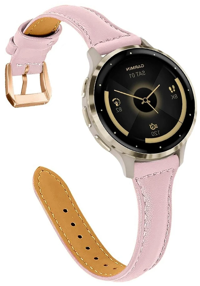 Main image of Leather Band For Garmin Venu 3S 41mm/Venu 4 41mm/Venu 2S | 18mm,Slim,Quick Release,/Vivoactive 4S/Vivomove 3S/Forerunner 255S/Forerunner 265S