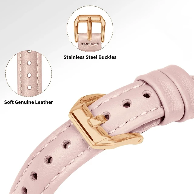 Alt view image 5 of 6 - Leather Band For Garmin Venu 3S 41mm/Venu 4 41mm/Venu 2S | 18mm,Slim,Quick Release,/Vivoactive 4S/Vivomove 3S/Forerunner 255S/Forerunner 265S