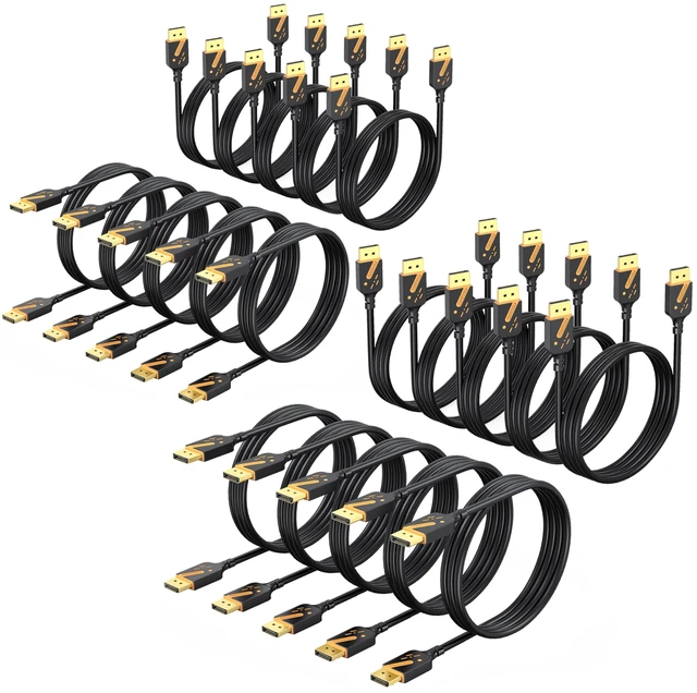 Main image of DisplayPort 1.2 Cable, 6FT, 20-Pack, 4K@60Hz, 2K@165Hz Orange-Accent Design, Gold-plated, 21.6Gbps, 3D & HDR, FreeSync/G-Sync, for Gaming Monitor, PC, TV, Graphics Card, Laptop