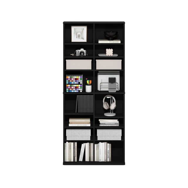 Alt view image 5 of 7 - Jaya DVD Shelf, 16-Shelf Wide CD Rack, Media Shelf with Adjustable Shelves, 8 x 2 DVD Storage Cabinets for CD Blueray Game Disc, Easy Assembly, for Living Room, Home Office, Dark Americano