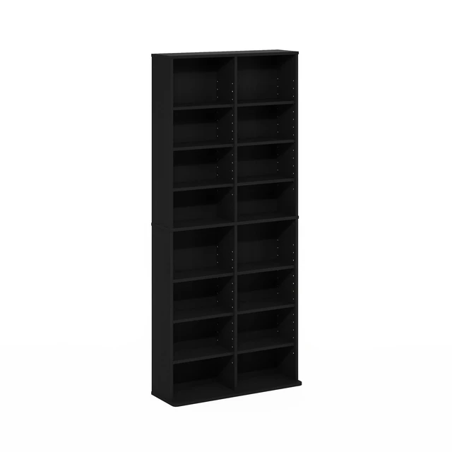 Alt view image 6 of 7 - Jaya DVD Shelf, 16-Shelf Wide CD Rack, Media Shelf with Adjustable Shelves, 8 x 2 DVD Storage Cabinets for CD Blueray Game Disc, Easy Assembly, for Living Room, Home Office, Dark Americano