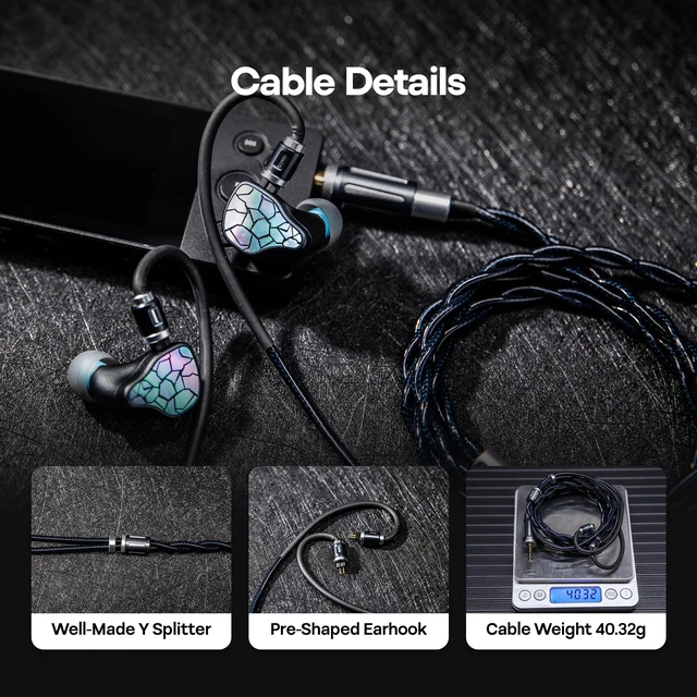 Alt view image 6 of 7 - Thieaudio Midnix 2 Core 6N Single Crystal Copper IEM Cable, 2Pin Dual 3.5mm/4.4mm Plugs, Litz Type4, 1.2M Upgrade Replacement Cord for Pro-Grade HiFi Monitor Earphones