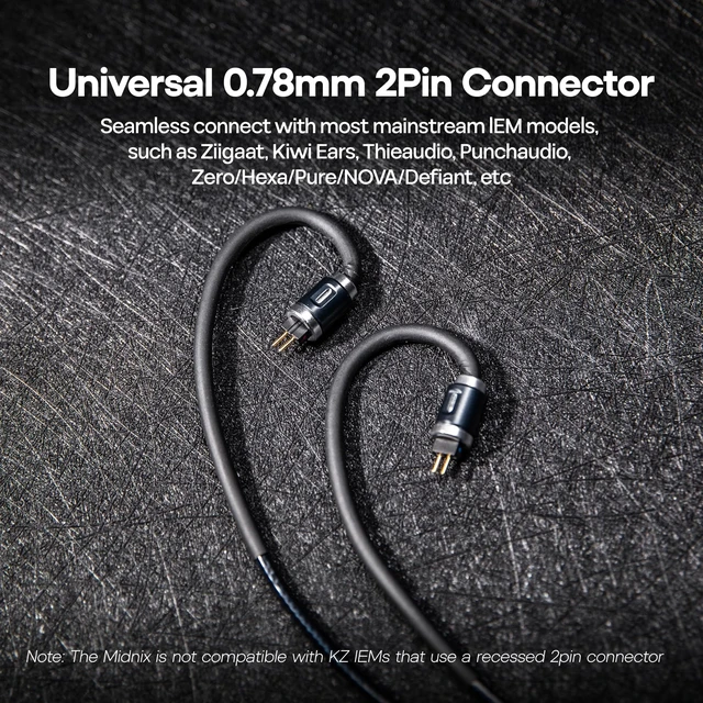 Alt view image 7 of 7 - Thieaudio Midnix 2 Core 6N Single Crystal Copper IEM Cable, 2Pin Dual 3.5mm/4.4mm Plugs, Litz Type4, 1.2M Upgrade Replacement Cord for Pro-Grade HiFi Monitor Earphones