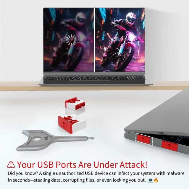 Alt view image 5 of 7 - 12PCS USB Metal Port Lock Blocker with 1 Key - Secure USB-A Port Protector for PC/Laptop, Anti-Theft Data Security Lock, Dust & Moisture Proof Cover, Removable Type-A Connector Red