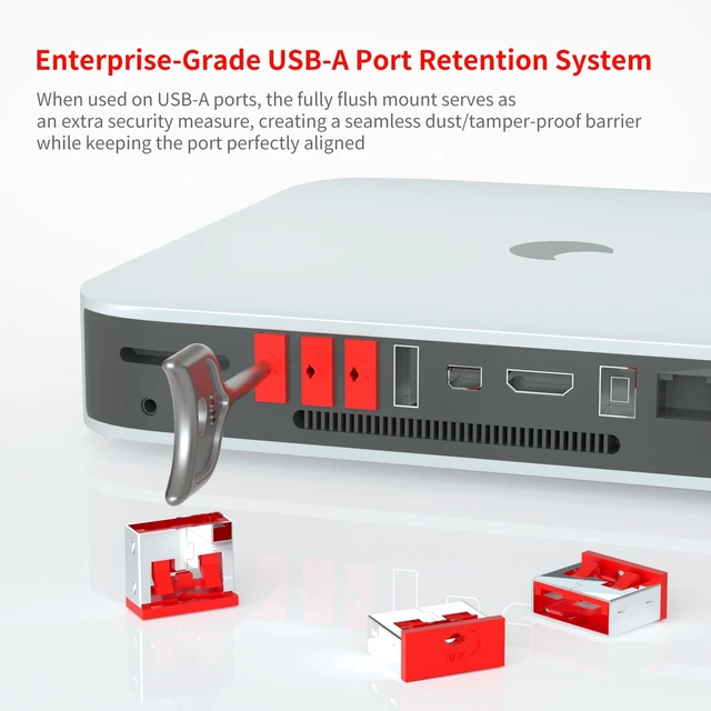 Alt view image 7 of 7 - 12PCS USB Metal Port Lock Blocker with 1 Key - Secure USB-A Port Protector for PC/Laptop, Anti-Theft Data Security Lock, Dust & Moisture Proof Cover, Removable Type-A Connector Red