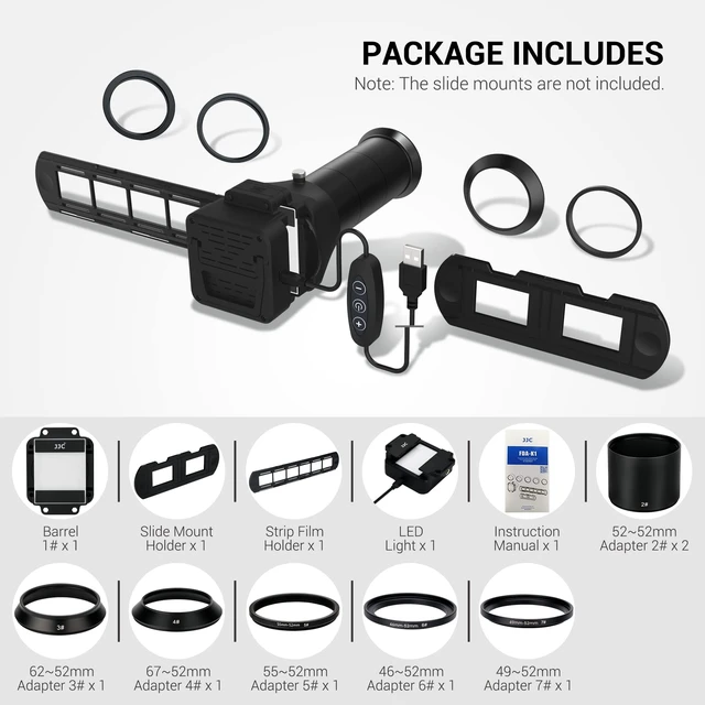 Alt view image 4 of 7 - 35mm Photo Slide and Negative Film Digitizing Adapter Set Ket 135 Slide and Negatives Film Digitizer Converter Copying Scanning with 1-Levels Brightness LED Backlight and Holder