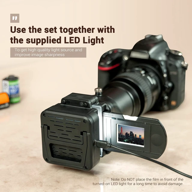 Alt view image 7 of 7 - 35mm Photo Slide and Negative Film Digitizing Adapter Set Ket 135 Slide and Negatives Film Digitizer Converter Copying Scanning with 1-Levels Brightness LED Backlight and Holder