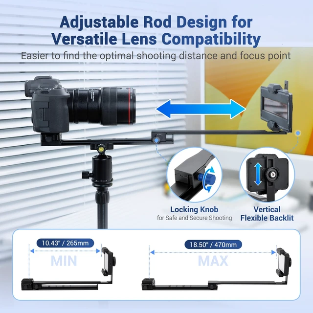 Alt view image 2 of 7 - Upped Film Digitizing Adapter for 35mm Film Negative Converting to Digital for 12 Film Negative Converting to Digital, Adjustable Slider Rail Film Digitizer w Arca-Swiss & Tripod Mount Film Holder