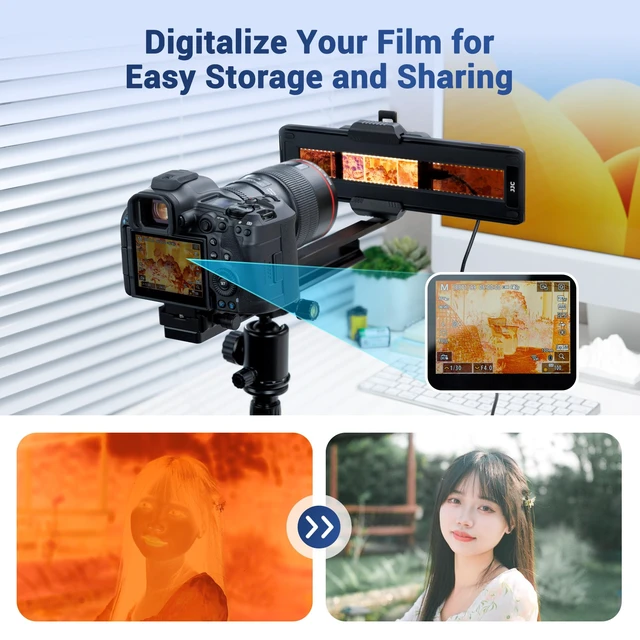 Alt view image 3 of 7 - Upped Film Digitizing Adapter for 35mm Film Negative Converting to Digital for 12 Film Negative Converting to Digital, Adjustable Slider Rail Film Digitizer w Arca-Swiss & Tripod Mount Film Holder
