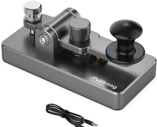 Main image of Classical Morse Mini Code Key Morse Code Paddle Aluminum Alloy Mini-Key CW Portable Practice Key Grey