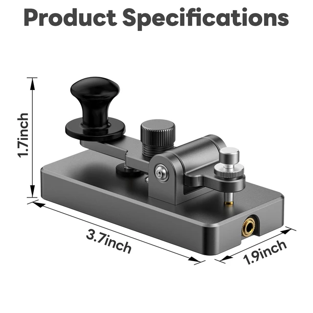 Alt view image 3 of 7 - Classical Morse Mini Code Key Morse Code Paddle Aluminum Alloy Mini-Key CW Portable Practice Key Grey
