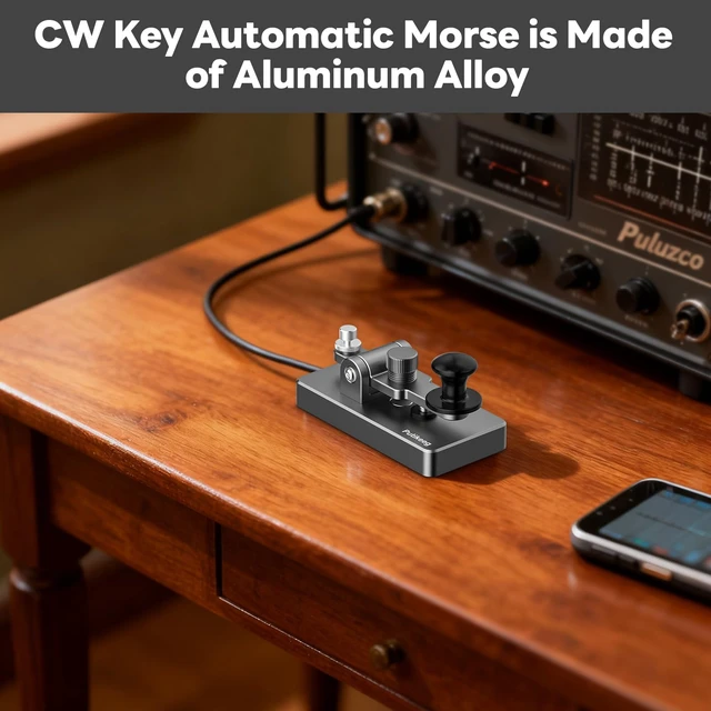 Alt view image 7 of 7 - Classical Morse Mini Code Key Morse Code Paddle Aluminum Alloy Mini-Key CW Portable Practice Key Grey