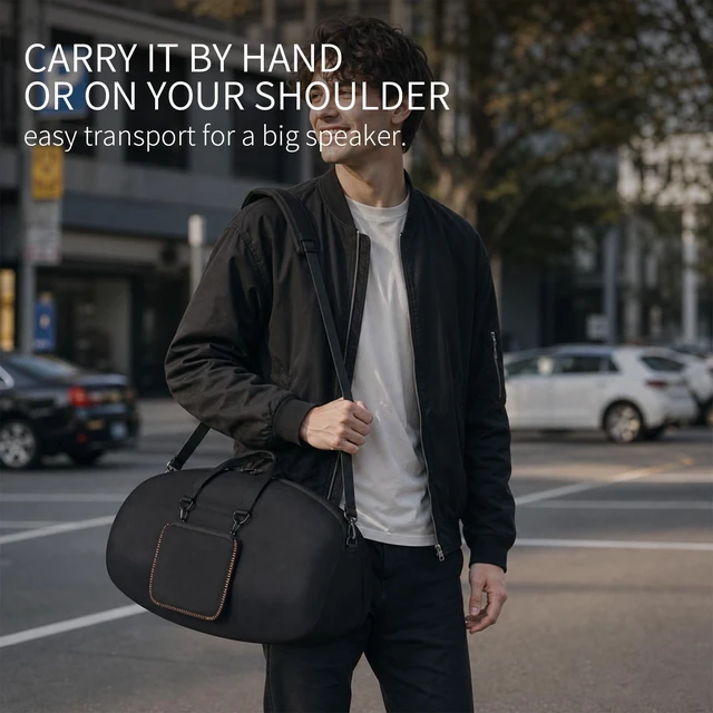 Alt view image 6 of 7 - Carrying Case for JBL Boombox 4, Portable Speaker Travel Bag Hard EVA Shell, Soft Lining, Shoulder Strap, Cable Pouch, Camping, Road Trips, Outdoor Parties, Black Inside - Case Only