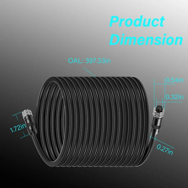 Alt view image 7 of 7 - AS EC 30E 720073-4 Ethernet Cable 30 Feet Replace for Humminbird Black Fit for Helix, APEX, SOLIX and Onix Models