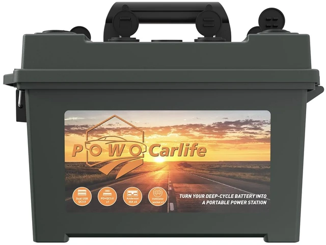 Alt view image 2 of 7 - 12V Portable Waterproof Battery Box for 30/20/10Ah Lifepo4 Battery RV Boat Portable Power Station for Amateur Radio/Auto/Trailer/RV/Boat, QC3.0 Quickly Charger, PD 18W, 30A Anderson Plug