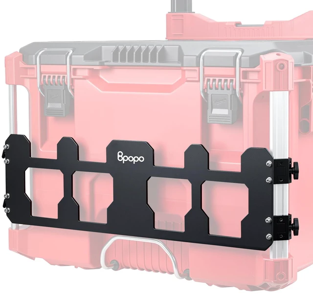 Main image of Mounting Plate Compatible with Milwaukee PACKOUT Tool Boxes, Front Rail Organizer Bracket for Rolling Tool Box, Aluminum Storage Mount for Organizers, Crates, Radio & Toolbox Accessories