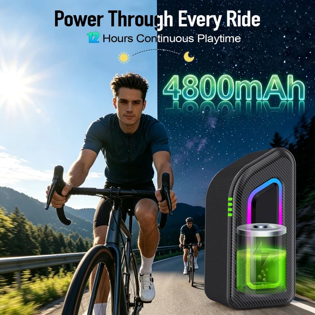 Alt view image 7 of 7 - SHIDU Portable Bluetooth Bike Speaker, 80W Bicycle Speaker, IP67 Waterproof | Plays to 120dB, Outdoor Speaker with Deep Bass, BT5.3, 4800mAh Battery, RGB Lights, Support TF Card/USB/AUX,TWS
