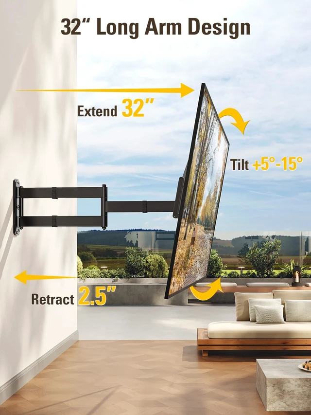 Alt view image 3 of 7 - Outdoor TV Mount Weatherproof Gazebo for 37-55-65-75 Inch TV Gazebo TV Mount Outdoor Weatherproof Bracket, Salt Spray Tested for Patio Gazebo Balconies, up to 100 lbs and VESA 600x400mm