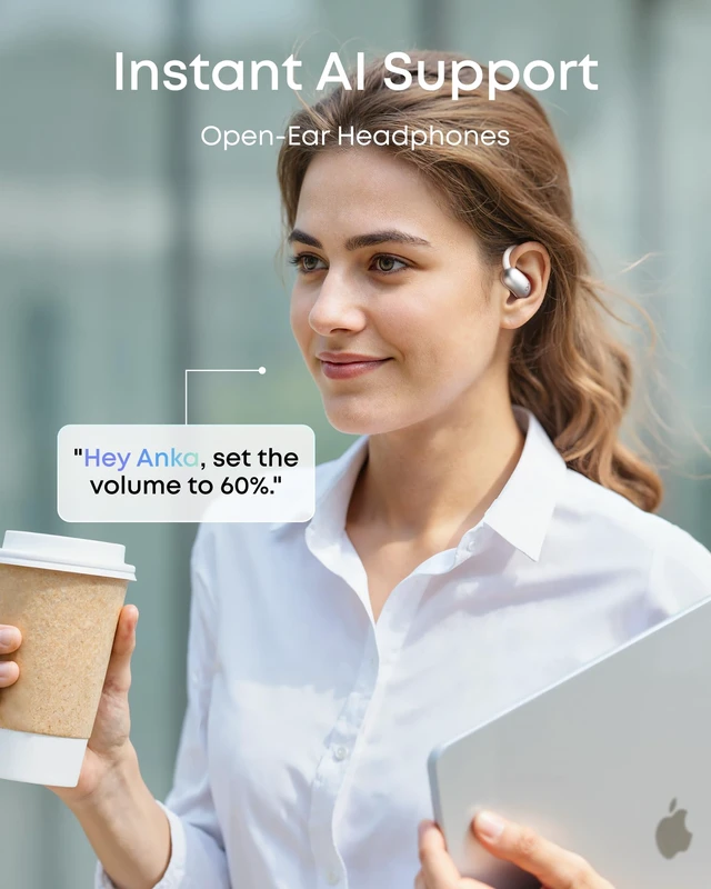 Alt view image 3 of 7 - AeroFit 2 by Anker Open Ear Earbuds, AI Assistant Earbuds AI Assistant, Real-Time Translation, 4 Adjustable Positions, 42H Playtime, Rich Bass, Hi-Res, IP55, AI Clear Calls