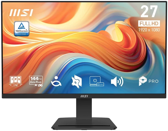 Main image of PRO MP273 E14A 27-inch IPS 1920 x 1080 (FHD) Gaming Office Monitor, 144Hz, Free-Sync, HDMI, DisplayPort, VGA Port, VESA Mountable, Tilt, Speaker, 4-Side Slim Bezel 1ms, Black
