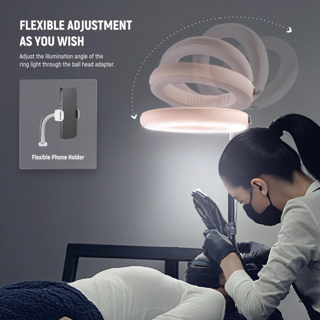 Alt view image 7 of 7 - 14" Inflatable Large Ring Light with Tripod Stand/Phone Holder/Remote, 35W Portable LED Ringlight 2900-6500K 2400lux CRI95+ for iPhone Selfie Streaming Video Recording Makeup Lash Studio, RA14B