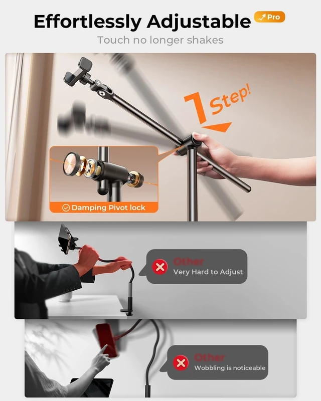 Alt view image 2 of 6 - [Height-Adjustable & 360° Rotation Tablet Floor Stand Stable Base Aluminum Alloy iPad Stand Floor Holder for iPad Mini Air Pro 12.9/9.7, Monitor, Kindle, iPhone 18, Cell Phones (4.7"-15.6")