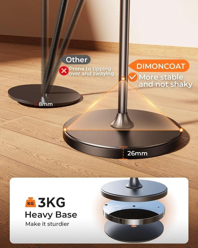 Alt view image 4 of 6 - [Height-Adjustable & 360° Rotation Tablet Floor Stand Stable Base Aluminum Alloy iPad Stand Floor Holder for iPad Mini Air Pro 12.9/9.7, Monitor, Kindle, iPhone 18, Cell Phones (4.7"-15.6")