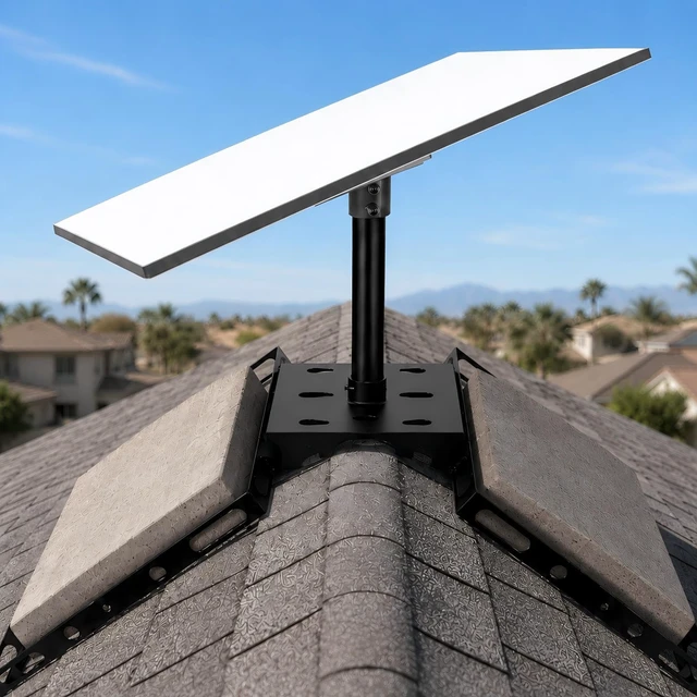 Alt view image 2 of 7 - Standard 4/4X/V3 Roof Ridge Mount for Starlink, No-Drill Ballast Roof Mount Kit with 360° Aluminum Pipe Adapter, Compatible with Starlink Gen 3