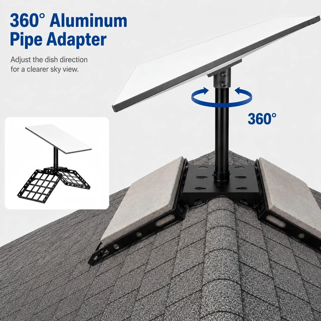 Alt view image 4 of 7 - Standard 4/4X/V3 Roof Ridge Mount for Starlink, No-Drill Ballast Roof Mount Kit with 360° Aluminum Pipe Adapter, Compatible with Starlink Gen 3