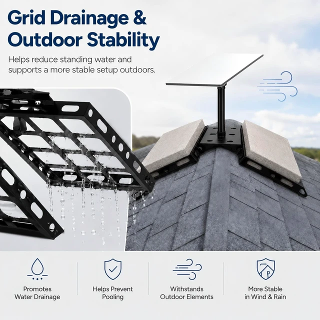 Alt view image 6 of 7 - Standard 4/4X/V3 Roof Ridge Mount for Starlink, No-Drill Ballast Roof Mount Kit with 360° Aluminum Pipe Adapter, Compatible with Starlink Gen 3