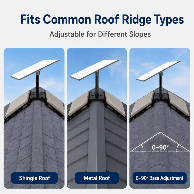 Alt view image 5 of 7 - Standard 4/4X/V3 Roof Ridge Mount for Starlink, No-Drill Ballast Roof Mount Kit with 360° Aluminum Pipe Adapter, Compatible with Starlink Gen 3