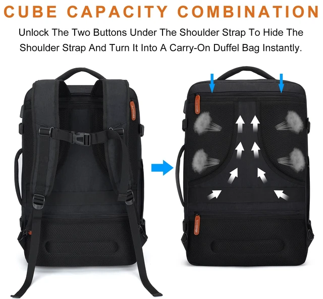 Alt view image 5 of 7 - 22" Expandable Carry On Travel Backpack With 4 Packing Cubes Flight Approved, Fits 20 Inch Laptop, Water-Resistant, Suitcase Backpack, Business Weekender Luggage, Gift For Men & Women