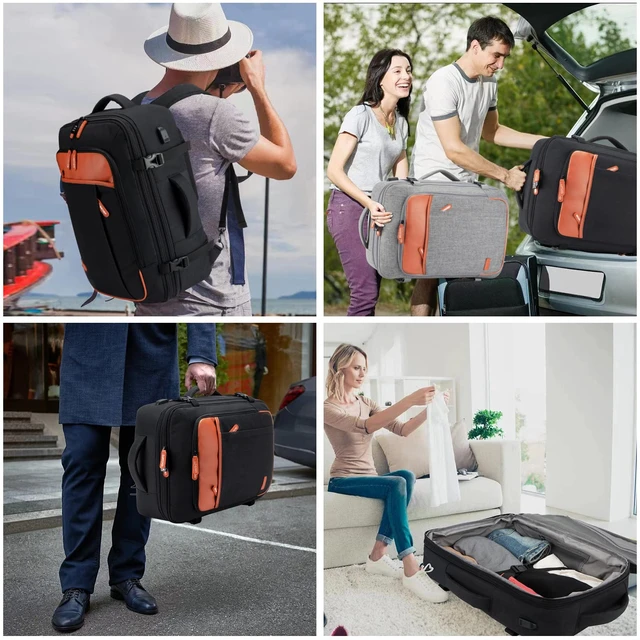 Alt view image 7 of 7 - 22" Expandable Carry On Travel Backpack With 4 Packing Cubes Flight Approved, Fits 20 Inch Laptop, Water-Resistant, Suitcase Backpack, Business Weekender Luggage, Gift For Men & Women