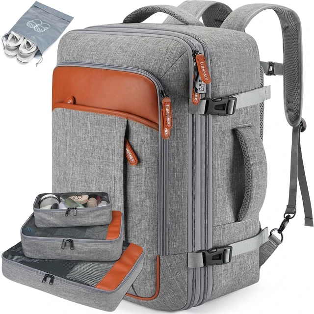 Main image of 22" Expandable Carry On Travel Backpack With 4 Packing Cubes Flight Approved, Fits 20 Inch Laptop, Water-Resistant, Suitcase Backpack, Business Weekender Luggage, Gift For Men & Women