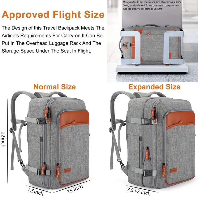 Alt view image 2 of 7 - 22" Expandable Carry On Travel Backpack With 4 Packing Cubes Flight Approved, Fits 20 Inch Laptop, Water-Resistant, Suitcase Backpack, Business Weekender Luggage, Gift For Men & Women
