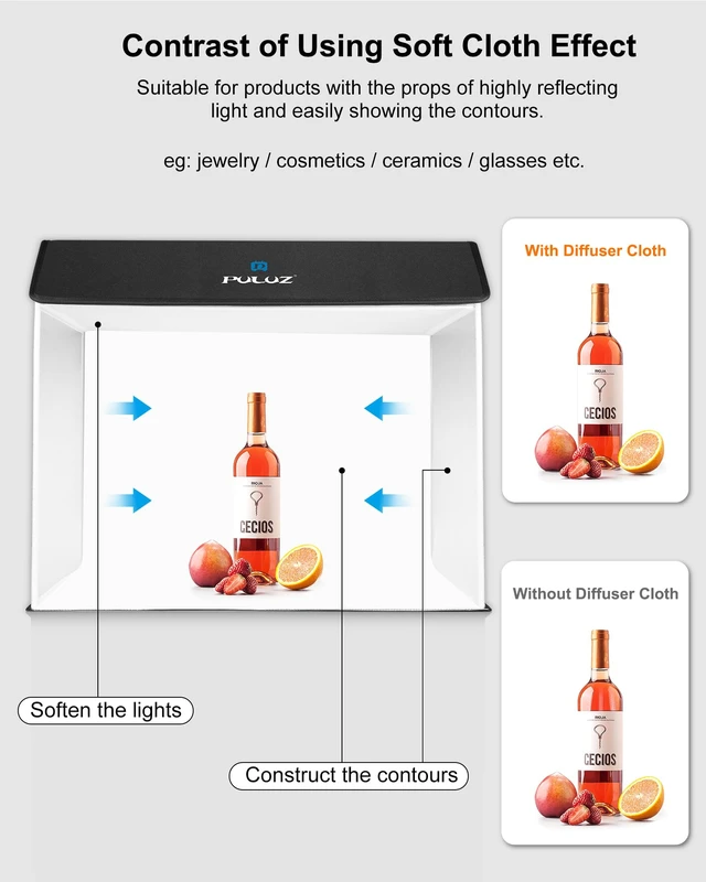 Alt view image 3 of 7 - 24x16 inch Photo Box, Large Photo Studio Light Box Photography, Professional 3000-6500k Dimmable Shooting Tent Kit with 672 LED Lights & 4 Backdrop for Jewelry and Food Product Photography