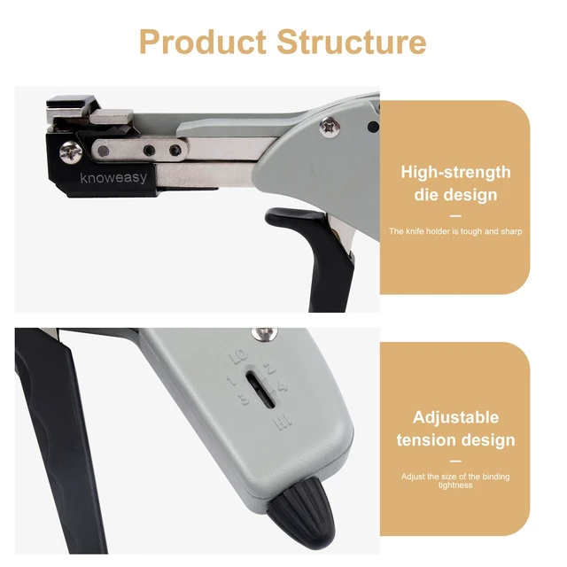 Alt view image 2 of 6 - 600N Stainless Steel Zip Tie Gun, Flush Cut Tool, Cable Management Cable management and automotive work; Designed for accurate product selection; Practical for professional and DIY projects