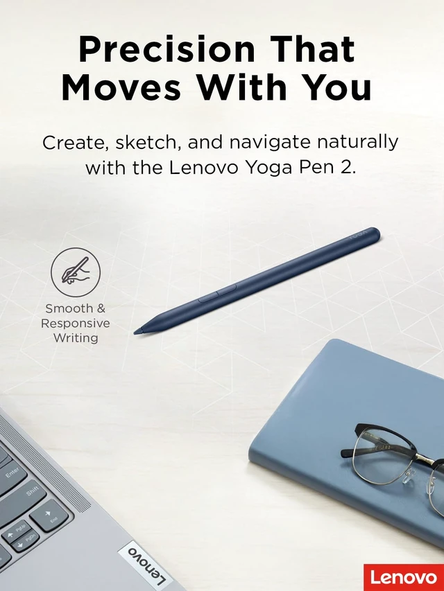 Alt view image 2 of 6 - Yoga Pen 2 with Magnetic Pen Case, AES 3.0 Stylus with 8192 Pressure Levels, USB C Rechargeable, Tilt Detection, Multi Protocol Support for Yoga 2 in 1 PCs, Cosmic Blue