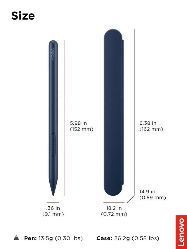 Alt view image 5 of 6 - Yoga Pen 2 with Magnetic Pen Case, AES 3.0 Stylus with 8192 Pressure Levels, USB C Rechargeable, Tilt Detection, Multi Protocol Support for Yoga 2 in 1 PCs, Cosmic Blue
