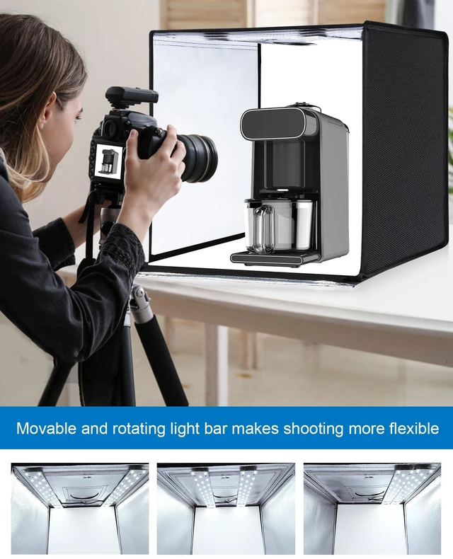 Alt view image 5 of 7 - Light Box Photography, 24x24 inch Large Photo Studio Light Box, Professional Dimmable Photo Booth with 120 LED Lights & 6 Backdrops for Jewelry and Food Items Product Photography