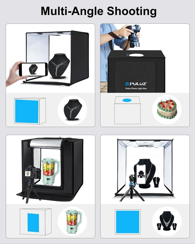 Alt view image 6 of 7 - Light Box Photography, 24x24 inch Large Photo Studio Light Box, Professional Dimmable Photo Booth with 120 LED Lights & 6 Backdrops for Jewelry and Food Items Product Photography