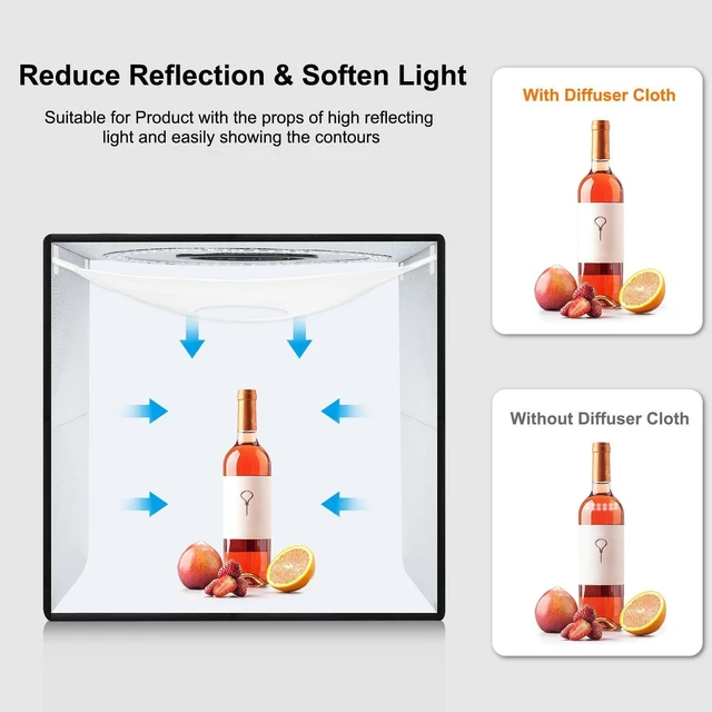 Alt view image 5 of 7 - Light Box Photography, 20x20 inch Portable Photo Studio Light Box, Professional Dimmable Quick Charge USB-C Photo Booth with 200 LED Lights & 12 Color Backdrops Photo Box for Product Photography