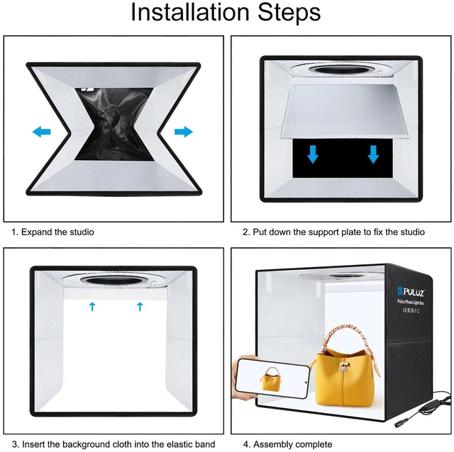 Alt view image 6 of 7 - Light Box Photography, 20x20 inch Portable Photo Studio Light Box, Professional Dimmable Quick Charge USB-C Photo Booth with 200 LED Lights & 12 Color Backdrops Photo Box for Product Photography